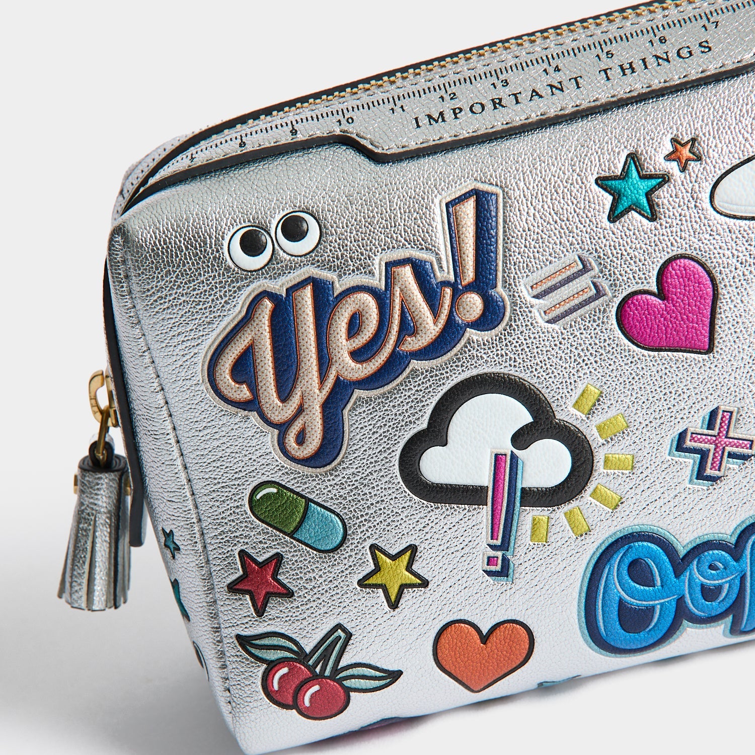 【値下げ】Anya Hindmarch アニヤ ポーチ グリッター ステッカー オール・オーバー・ステッカー・インポータント・シングス・ポーチ