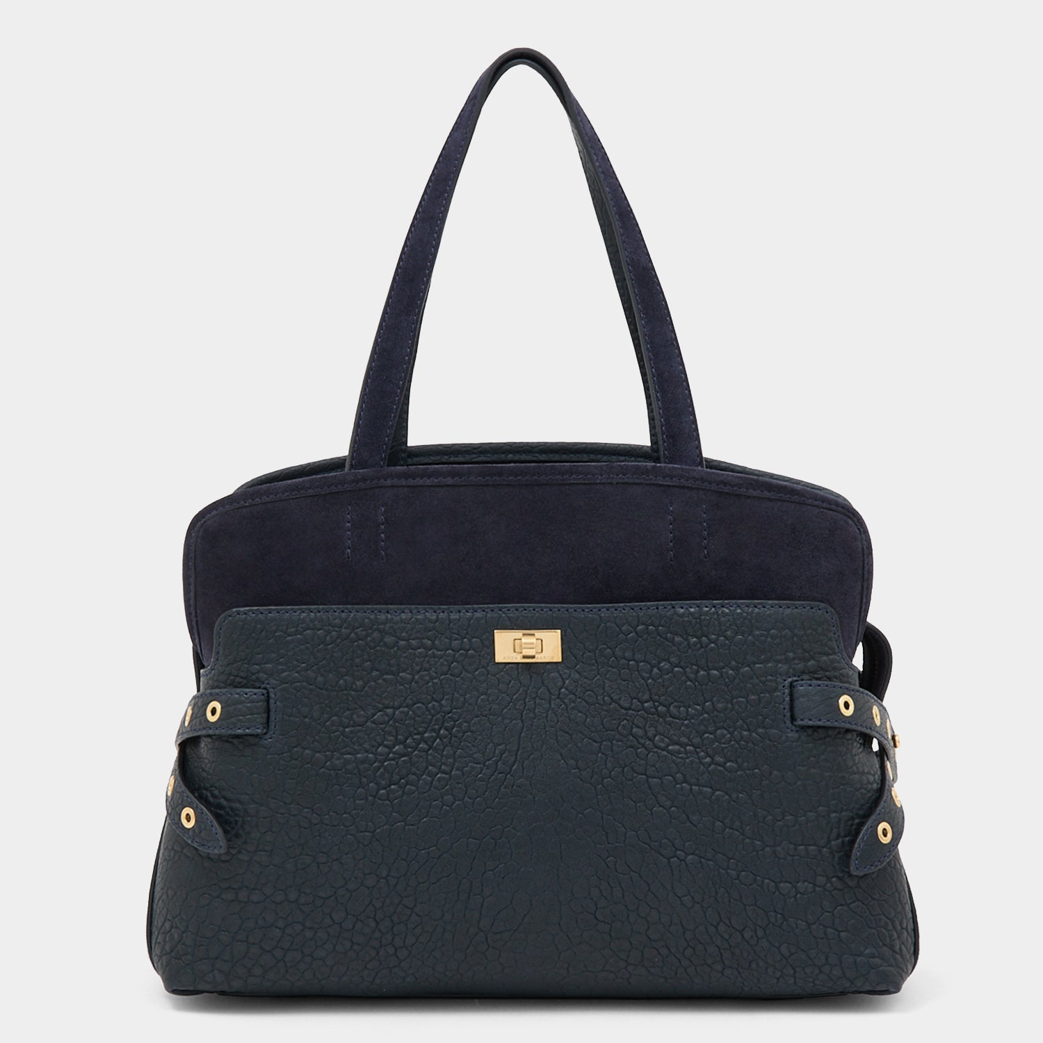 Wilson：ウィルソン・アイレット・ショルダーバッグ -

          
            Suede Leather in Marine Blue -
          

          Anya Hindmarch JP
