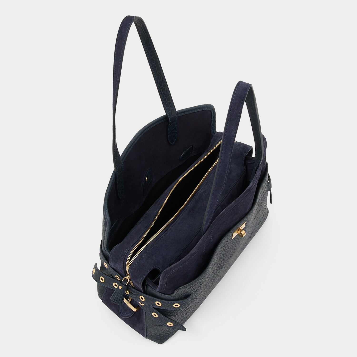 Wilson：ウィルソン・アイレット・ショルダーバッグ -

          
            Suede Leather in Marine Blue -
          

          Anya Hindmarch JP
