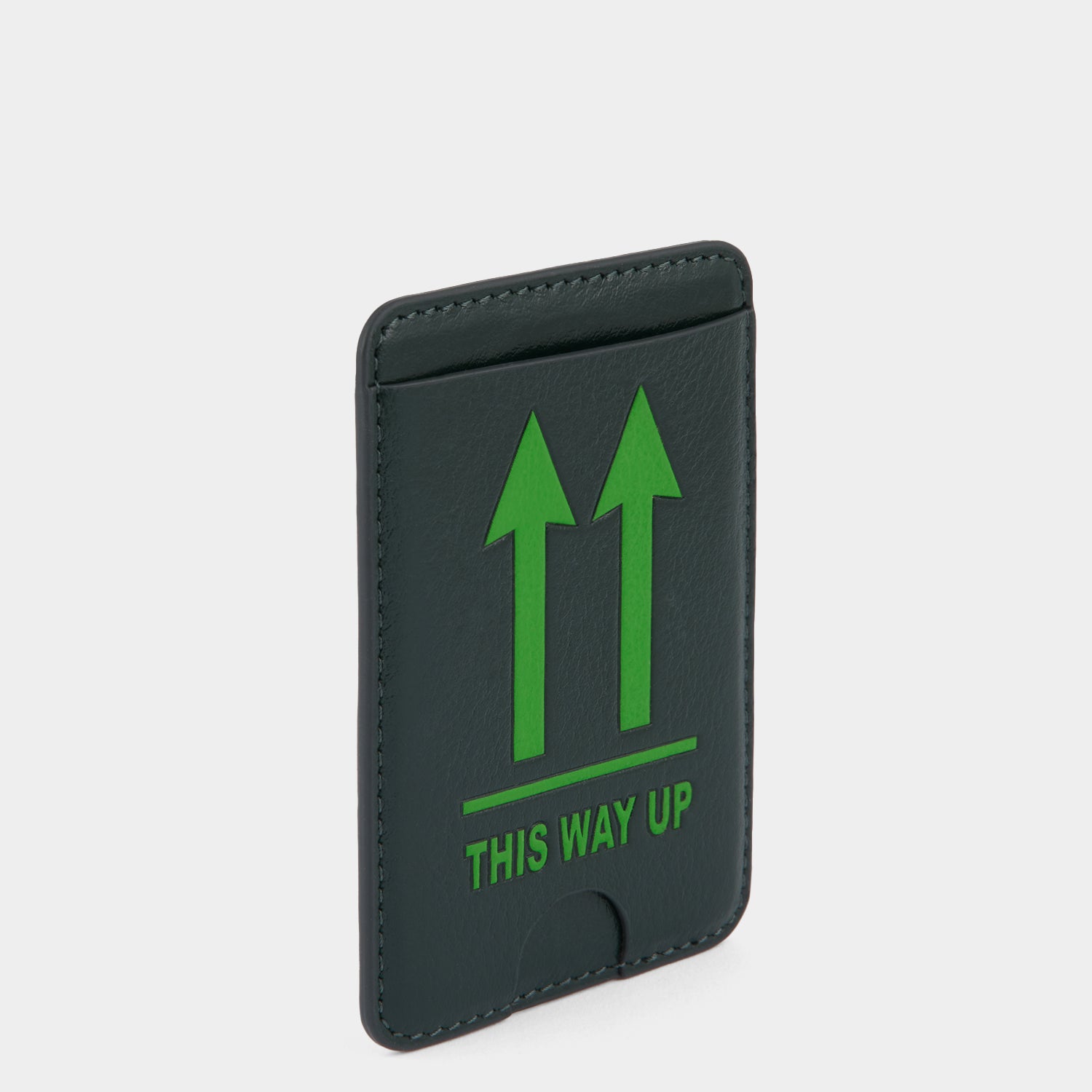 「This Way Up」カードケース［MagSafe対応］ -

          
            Shiny Capra in Ink Green -
          

          Anya Hindmarch JP
