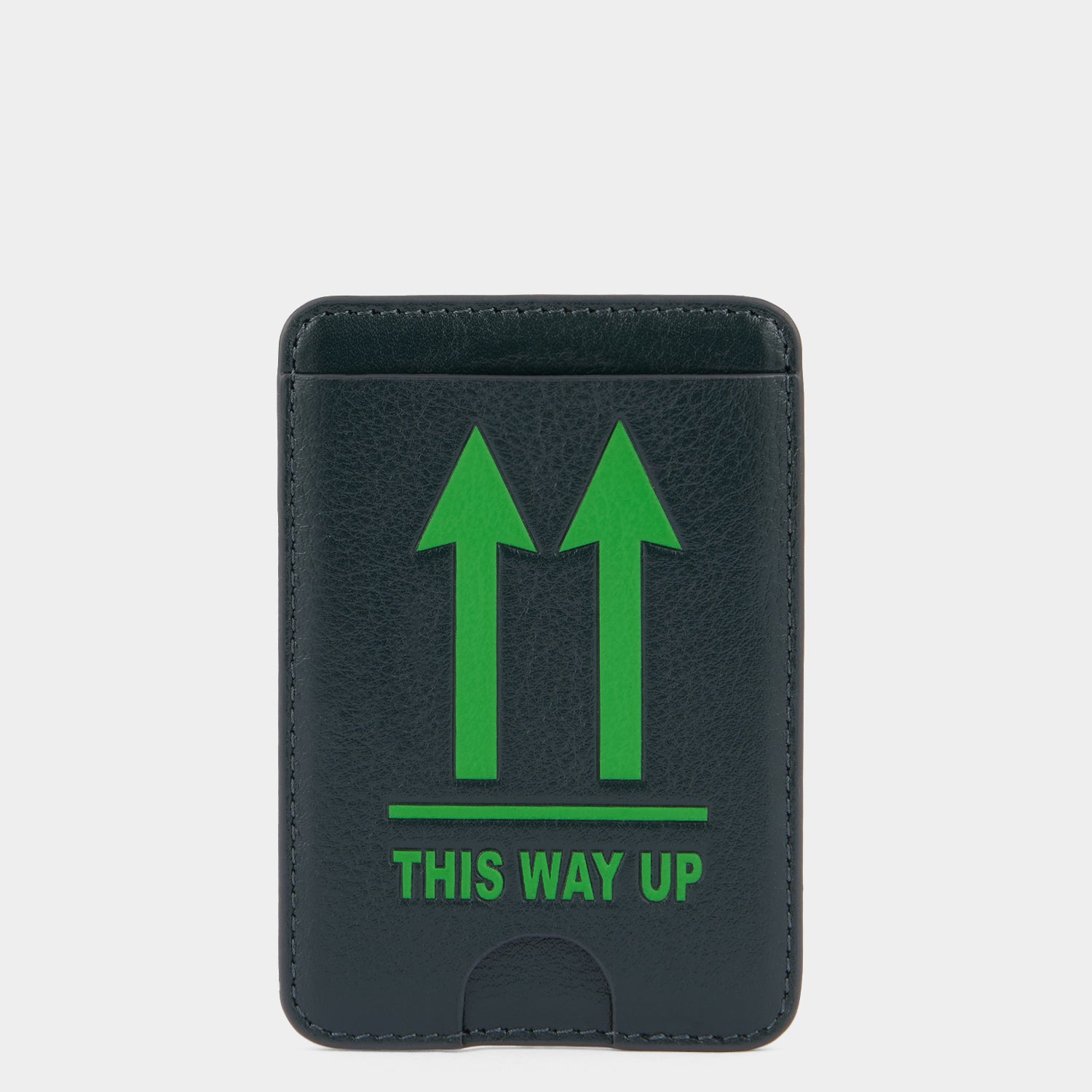 「This Way Up」カードケース［MagSafe対応］ -

          
            Shiny Capra in Ink Green -
          

          Anya Hindmarch JP
