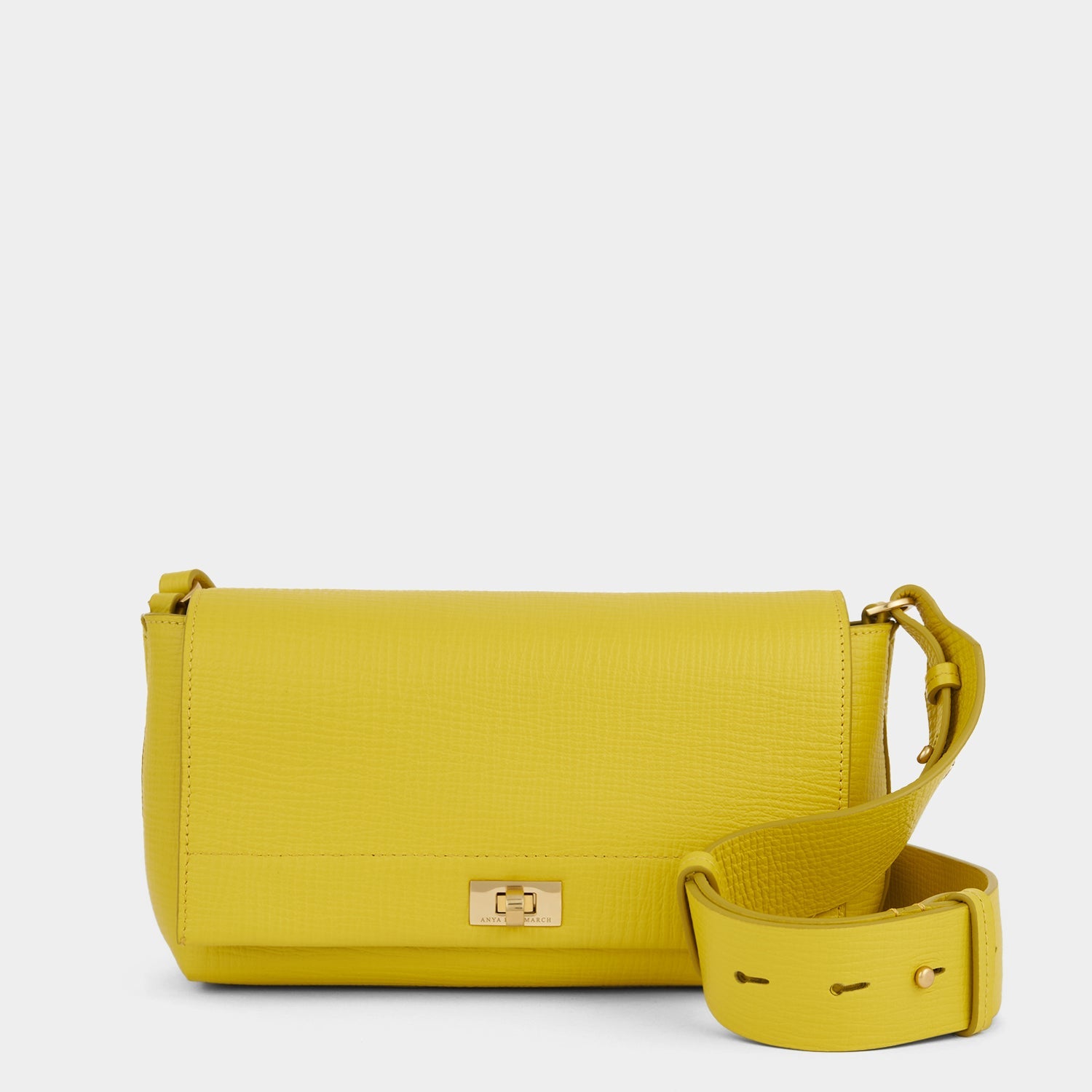 Yellow crosshatch leather crossbody bag by Anya Hindmarch