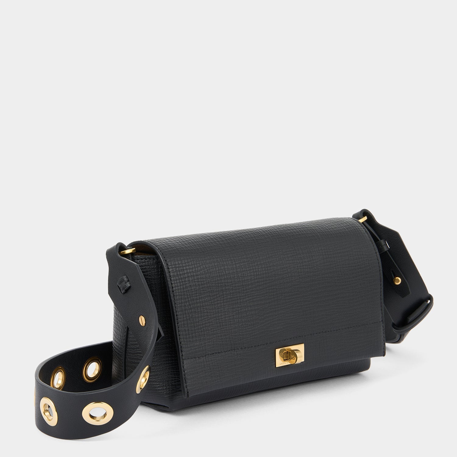 Mortimer：モティマー・アイレット・クロスボディ -

          
            Crosshatch Leather in Black -
          

          Anya Hindmarch JP
