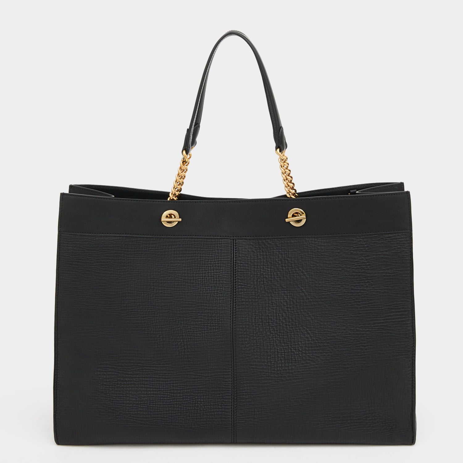 Mortimer：モティマー・アイレット・チェーン・トート -

          
            Crosshatch Leather in Black -
          

          Anya Hindmarch JP
