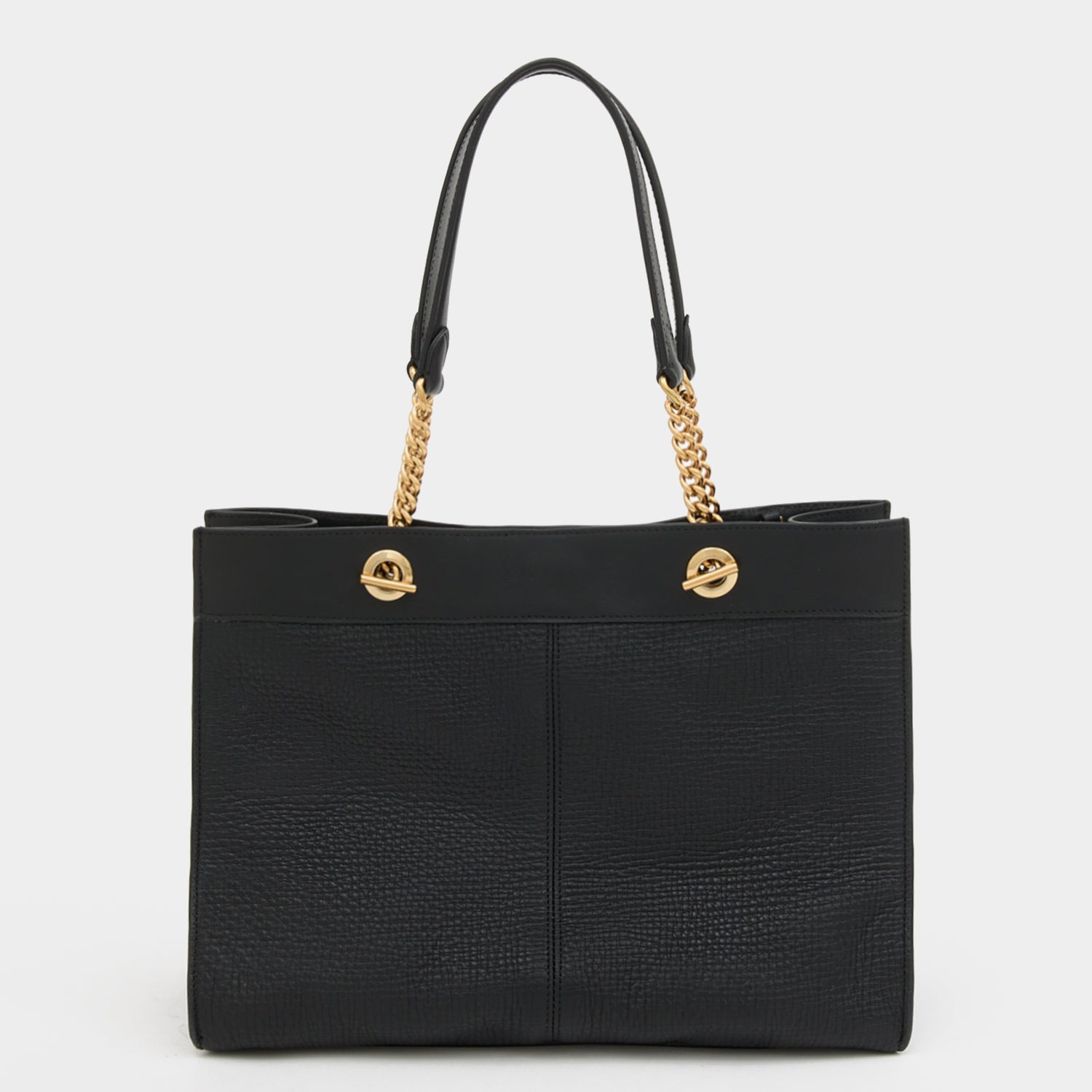 Mortimer：モティマー・アイレット・チェーン・スモール・トート -

          
            Crosshatch Leather in Black -
          

          Anya Hindmarch JP
