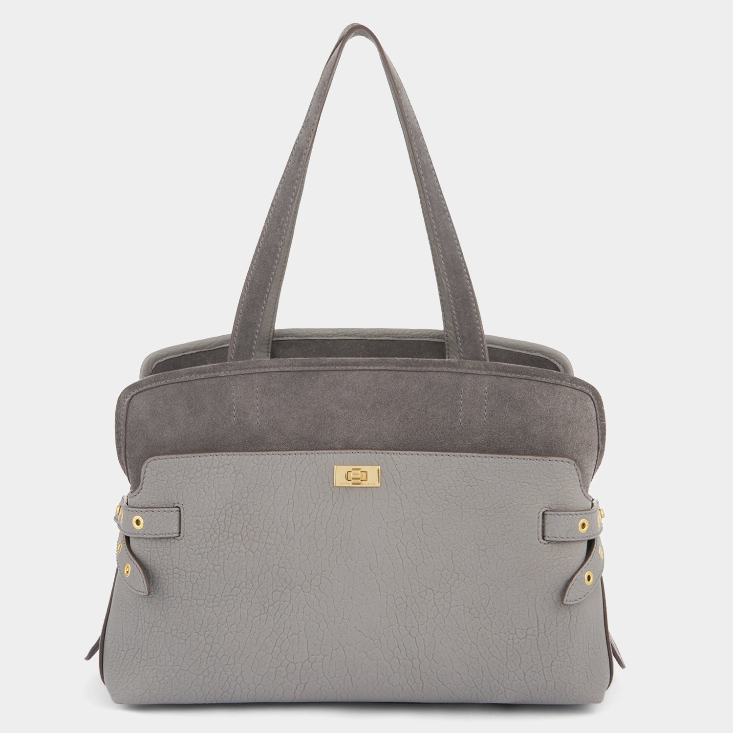 Wilson：ウィルソン・アイレット・ショルダーバッグ -

          
            Suede Leather in Stone Grey -
          

          Anya Hindmarch JP
