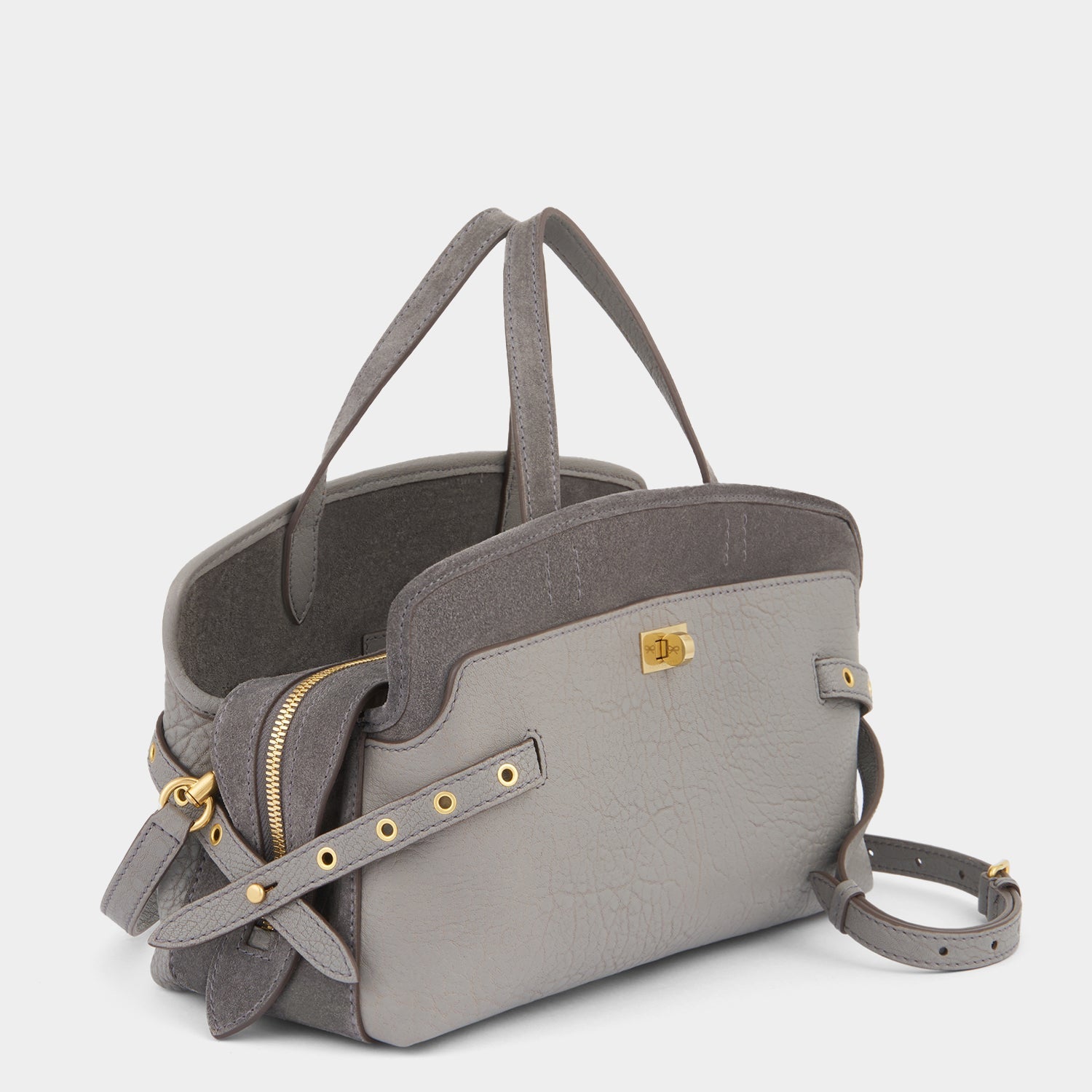 Wilson：ウィルソン・アイレット・クロスボディ -

          
            Suede in Stone Grey -
          

          Anya Hindmarch JP
