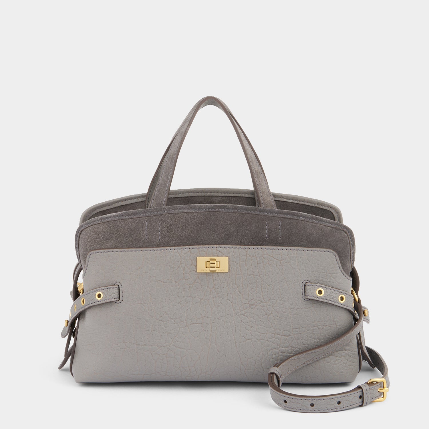 Wilson：ウィルソン・アイレット・クロスボディ -

          
            Suede in Stone Grey -
          

          Anya Hindmarch JP
