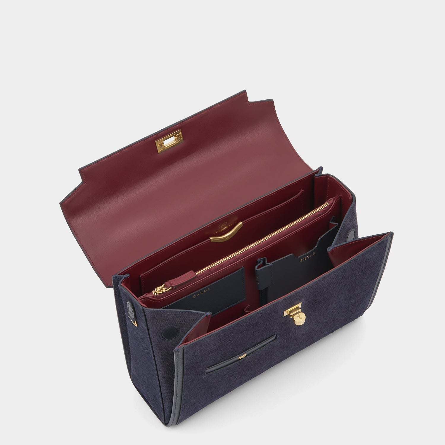 Calf leather blue bag with adjustable strap by Anya Hindmarch