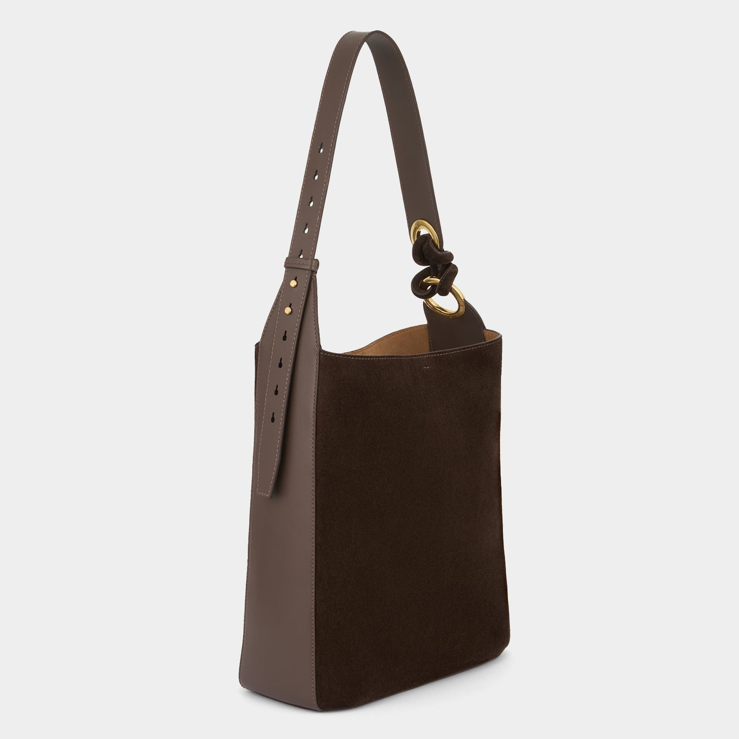 Ringo ：リンゴ・ショルダーバッグ -

          
            Suede Leather in Truffle Brown -
          

          Anya Hindmarch JP
