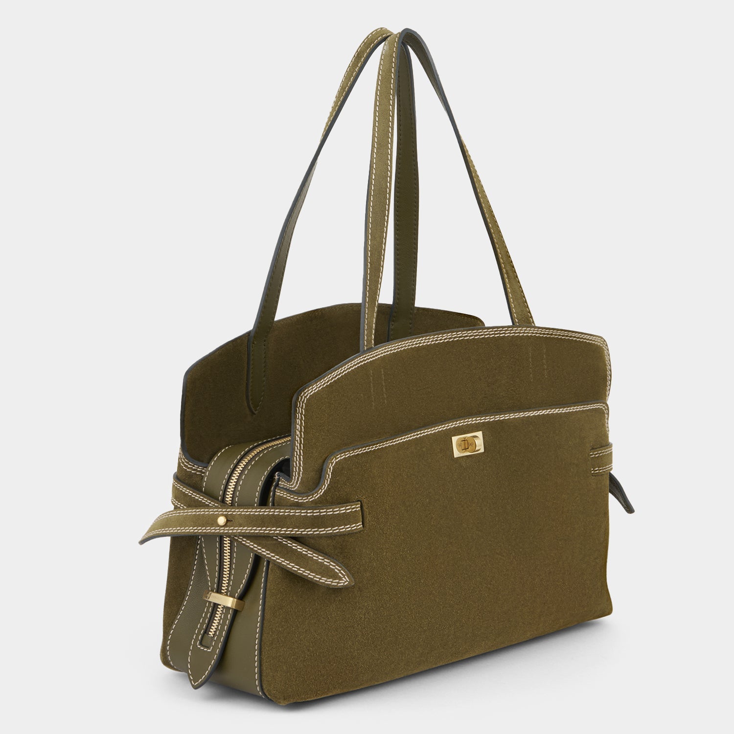 Wilson：ウィルソン・ステッチ・ショルダーバッグ -

          
            Suede Leather in Bonsai Green -
          

          Anya Hindmarch JP
