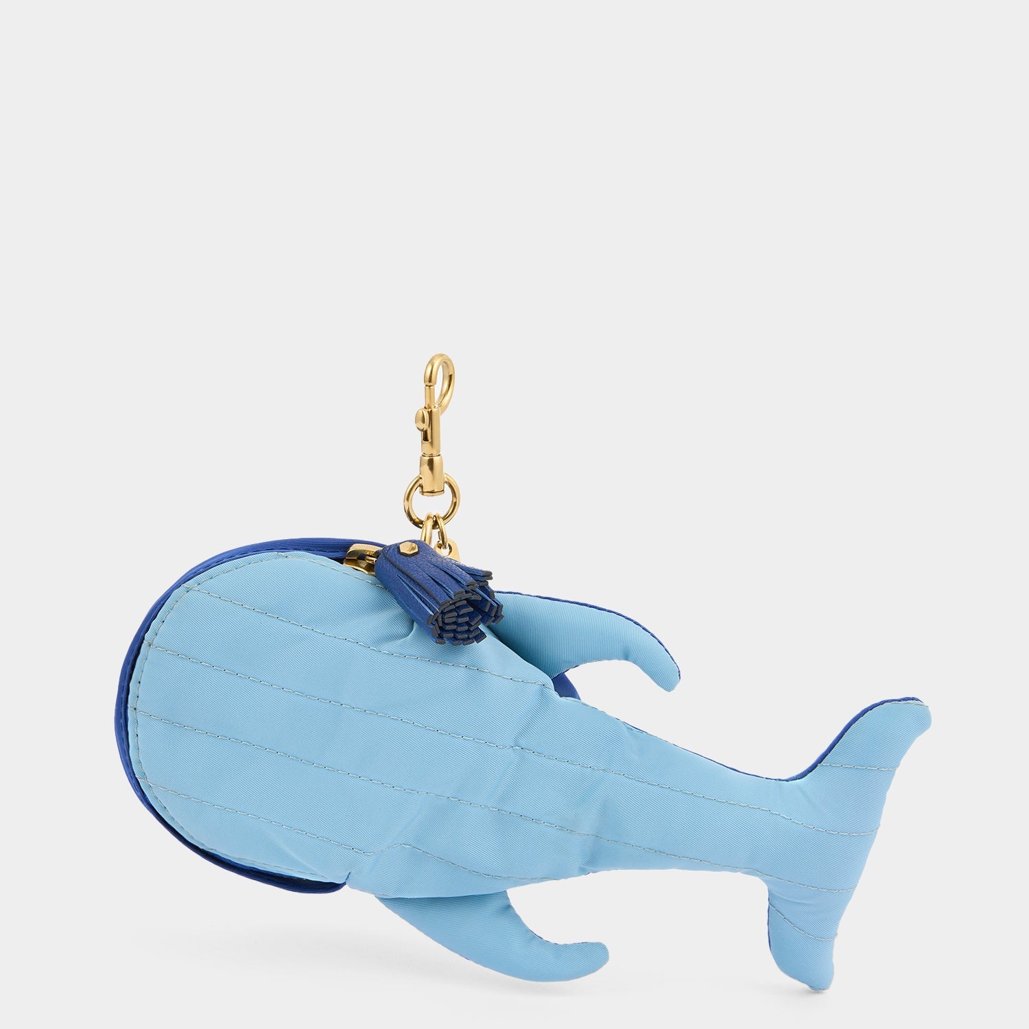 Wale-shaped pouch made of royal-blue nylon by Anya Hindmarch