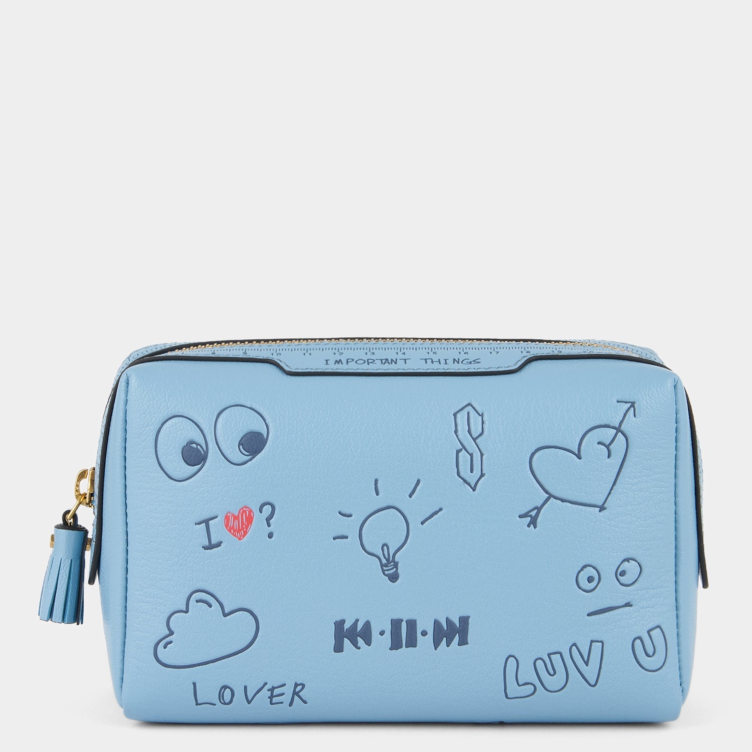 Important Things Pouch in Blue Leather | Anya Hindmarch JP