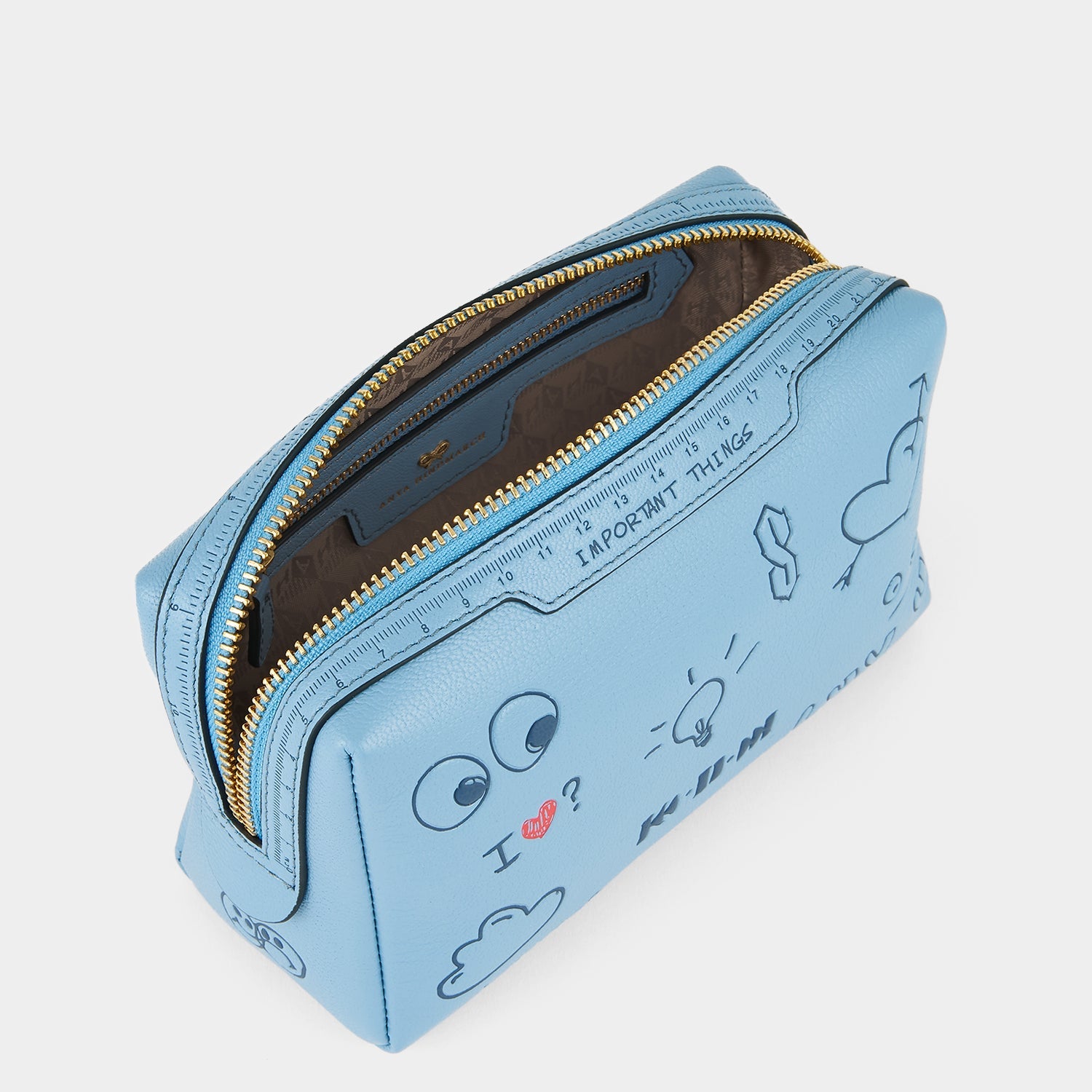 Important Things Pouch in Blue Leather | Anya Hindmarch JP