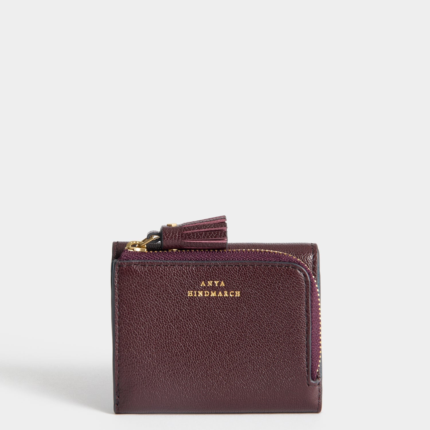 Peeping Eyes Mini Trifold Wallet -

          
            Capra Leather in Claret -
          

          Anya Hindmarch JP
